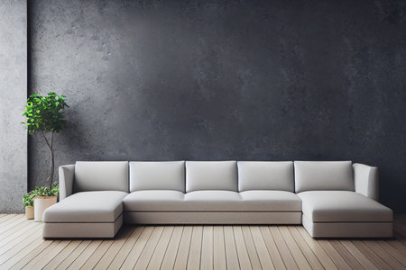 Modern living room interior with white sofa. Mockup, 3D Renderingの写真素材