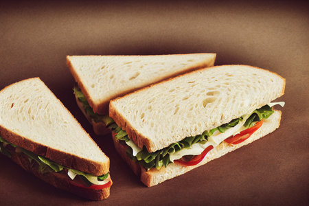 Sandwiches with vegetables on a brown background. toned.の写真素材