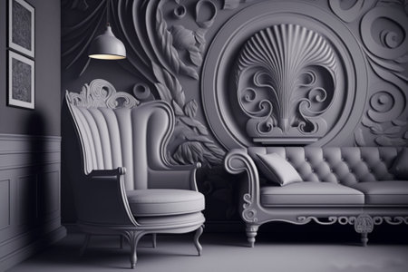 Luxury armchair in classic interior. 3D rendering.の素材