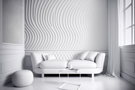 interior of modern living room with white sofa 3d render illustrationの素材