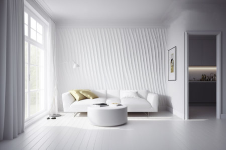 Modern bright interiors 3D rendering illustration computer generated image not photosの素材
