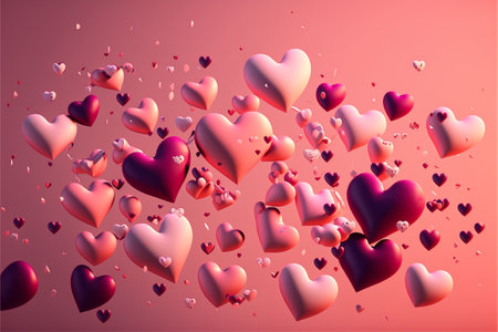 Valentine's day background with 3d hearts. vector illustration.の写真素材