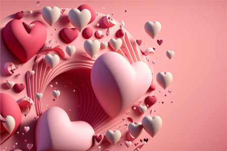 Valentine's Day background with hearts. 3d illustration.