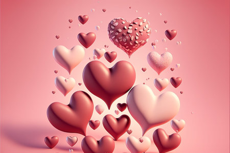 Valentine's day background with hearts. 3D rendering.