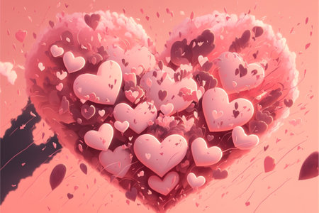 Valentine's day background with pink hearts. vector illustration.の写真素材