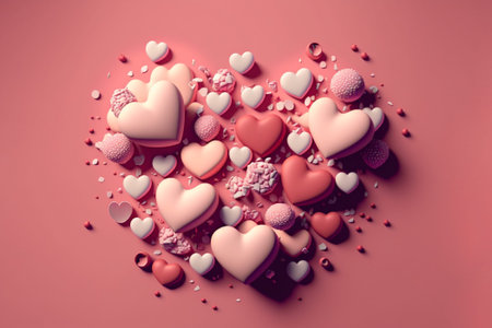 Valentine's day background with hearts. 3d rendering.