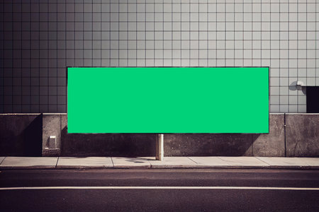 Blank green billboard on the street with copy space for your textの写真素材