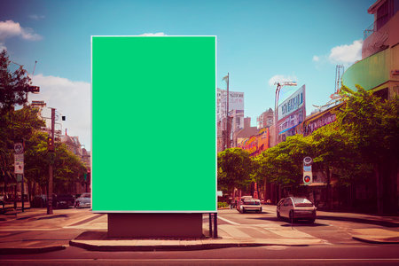 Blank billboard on city street. street advertising poster. 3d renderingの写真素材