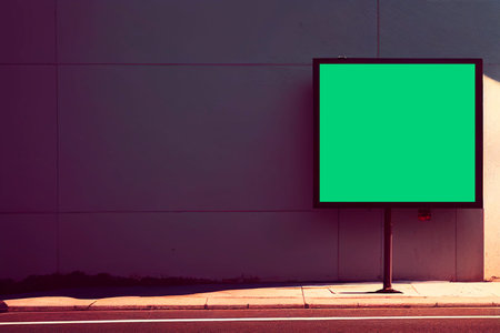 Blank green billboard on a street wall, with copy space.の写真素材
