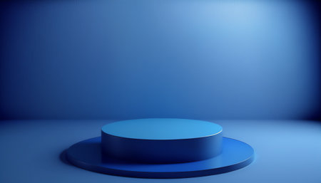 Blue podium on blue background. 3d rendering. minimal concept.の写真素材
