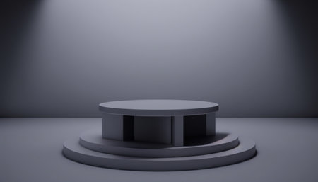 Minimal scene with round podium. 3D rendering. Mock up.の写真素材