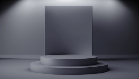 Minimalist abstract scene with round podium. 3D Renderingの写真素材