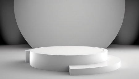 Abstract minimal scene with round podium. Mockup, 3D Renderingの写真素材