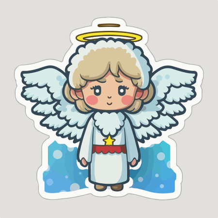 Cute angel sticker. Vector illustration in cartoon style isolated on white background.のイラスト素材