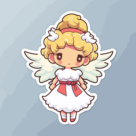 Cute cartoon cupid with angel wings. vector clip art illustration.のイラスト素材