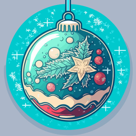 Christmas ball with snowflakes on blue background. vector illustration.のイラスト素材