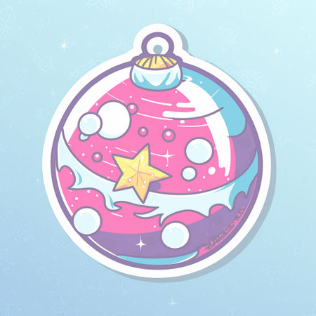Christmas greeting card with cute cartoon baubles. vector illustration.のイラスト素材