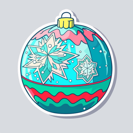 Christmas ball with snowflakes. Vector illustration in cartoon style.のイラスト素材