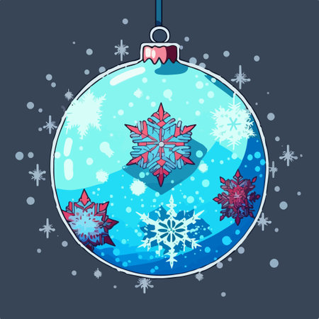 Christmas ball with snowflakes on a blue background. vector illustration.のイラスト素材