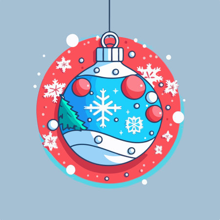 Christmas ball with snowflakes. Vector illustration in flat style.のイラスト素材