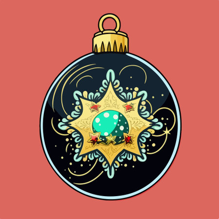 Christmas ball with snowflakes on a red background. vector illustration.のイラスト素材