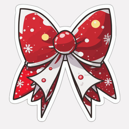 Christmas bow with snowflakes. Vector illustration in cartoon style.のイラスト素材