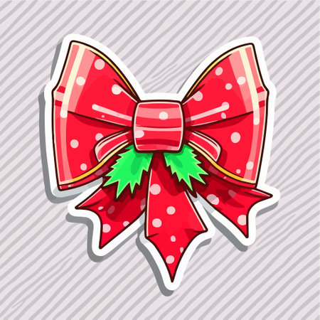 Red bow isolated on gray background. Vector illustration in cartoon style.のイラスト素材