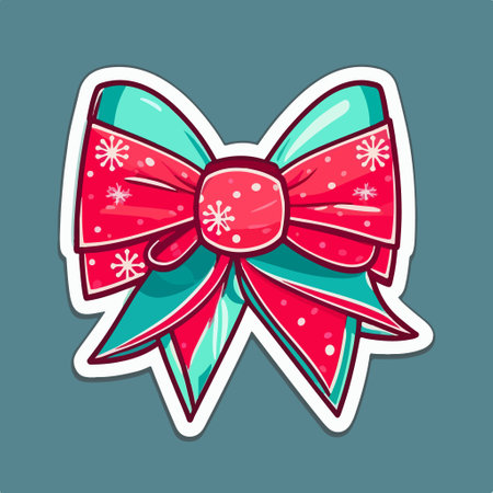 Christmas bow with snowflakes. Vector illustration in cartoon style.のイラスト素材