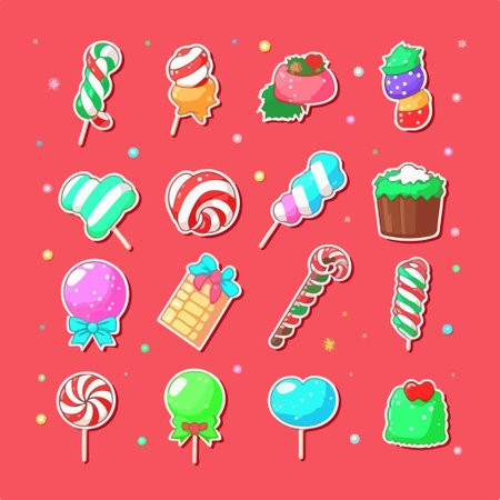Candy icon set with lollipops and candies. vector illustration.のイラスト素材