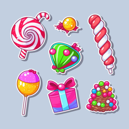 Set of candies, lollipops and sweets. vector illustrationのイラスト素材