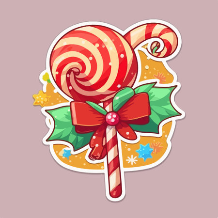 Candy cane, lollipop with bow. vector illustration.のイラスト素材