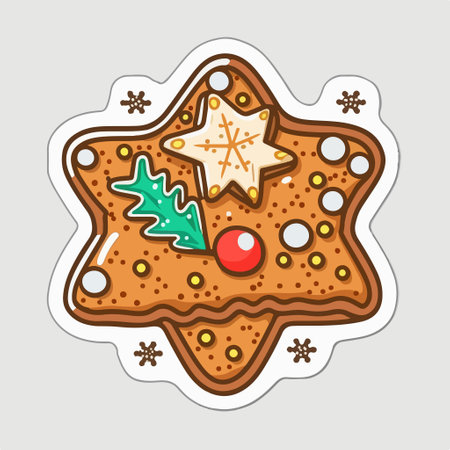 Christmas gingerbread cookie with snowflakes. Vector illustration in cartoon style.のイラスト素材