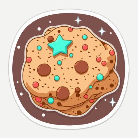 Chocolate chip cookies with colorful sprinkles. Vector illustration in cartoon style.のイラスト素材