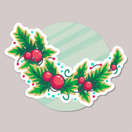 Christmas wreath with berries. Vector illustration in a flat style.のイラスト素材