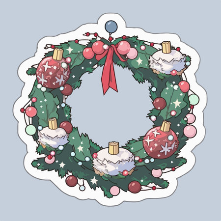 Christmas wreath with snowflakes and candy canes. vector illustration.のイラスト素材