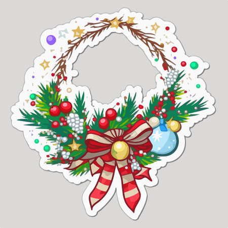 Christmas wreath with ornaments. vector illustration for your designのイラスト素材