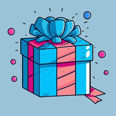 gift box with bow. Vector illustration in doodle style.のイラスト素材