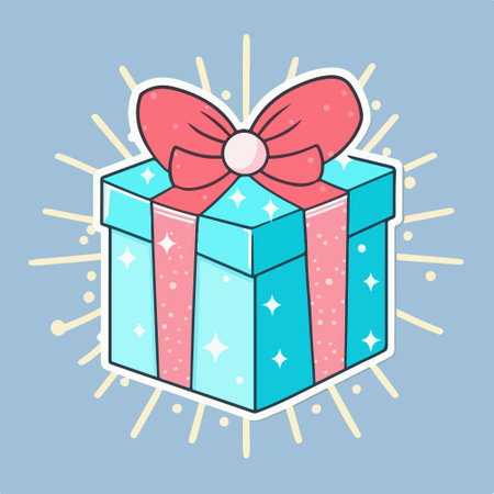 Gift box with a bow. Vector illustration in flat style.のイラスト素材