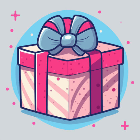 gift box icon. Vector illustration of a gift box with a bow.のイラスト素材