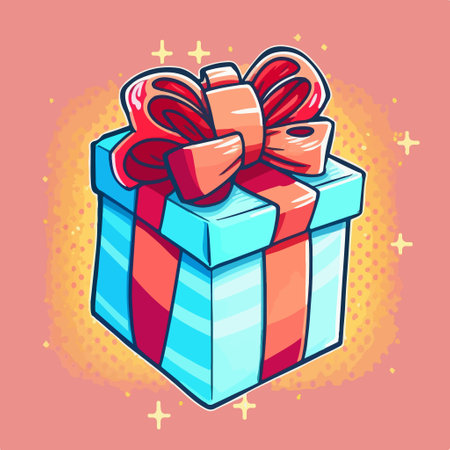 gift box with bow. Vector illustration in cartoon comic style.のイラスト素材