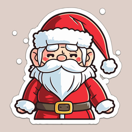 Santa Claus sticker, Merry Christmas and Happy New Year, vector illustrationのイラスト素材