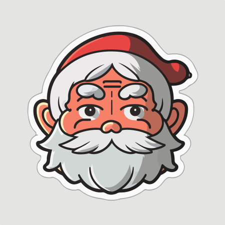 Santa Claus face sticker. Merry Christmas and Happy New Year.のイラスト素材