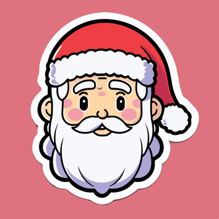 Cartoon Santa Claus face isolated on pink background. vector illustration.のイラスト素材