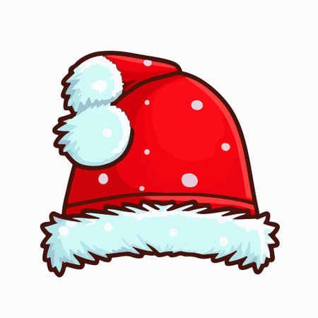 Red Santa Claus hat isolated on white background. vector cartoon illustration.のイラスト素材