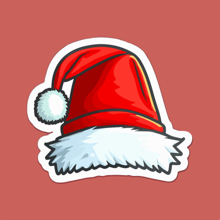 Santa Claus hat isolated on a red background. vector illustration.のイラスト素材