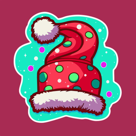 Christmas Santa hat. Colorful vector illustration in cartoon style.のイラスト素材