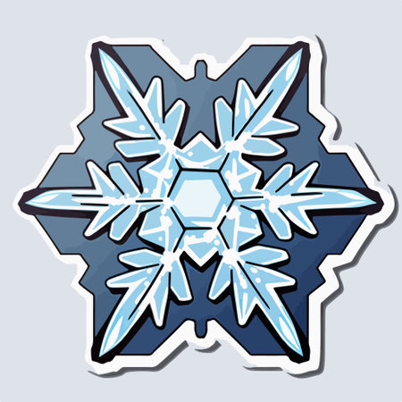 Snowflake sticker in blue and white colors. vector illustration for your design.のイラスト素材