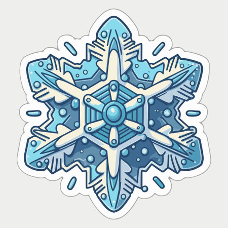 snowflake sticker. hand drawn vector illustration. isolated on white background.のイラスト素材