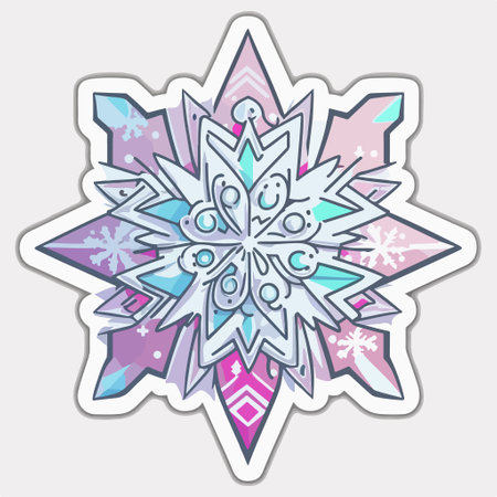 snowflake sticker. vector illustration. Colorful snowflake sticker.のイラスト素材