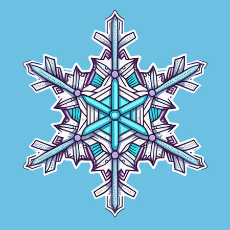 snowflake. vector illustration. Isolated on a blue background.のイラスト素材